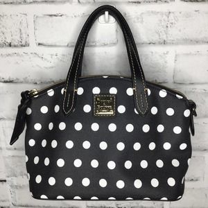 Dooney & Bourke black polka dot small Ruby bag guc